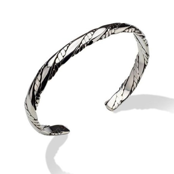Women SILVER Flattened Twisted Rope CUFF BRACELET b50035